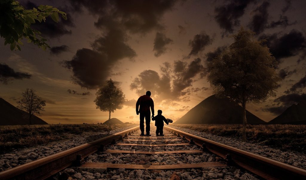 father and son, walking, railway, railroad, gravel, silhouettes, sunset, family, dusk, twilight, walking together, parent, fatherhood, parenthood, nature, love, child, joy, childhood, father, boy, kid, together, railroad tracks, adventure, walking, family, family, family, family, love, love, love, love, love, father, father